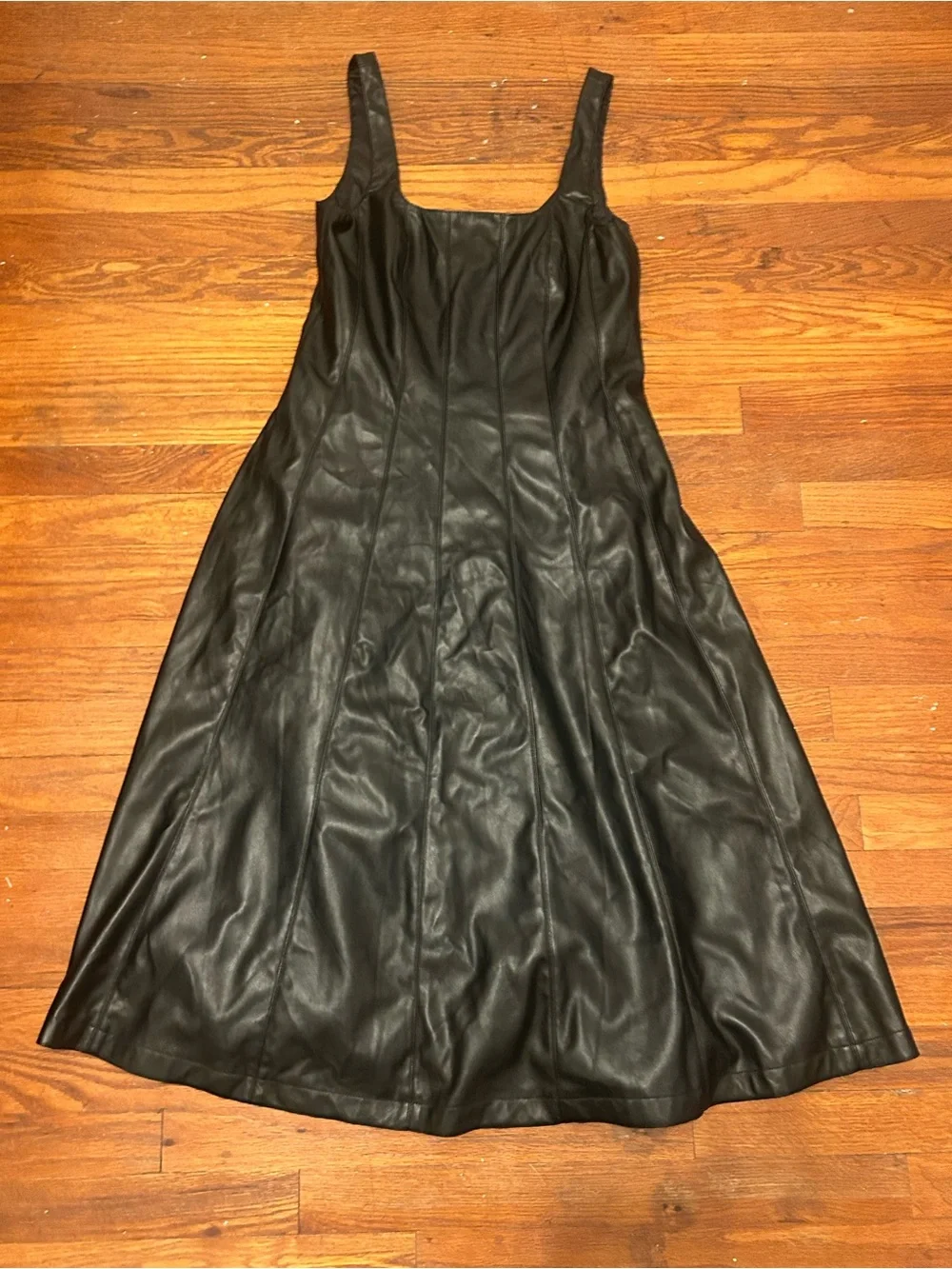 Avec Les Filles Size Medium Pleather Dress Faux Leather Black Tank Midi